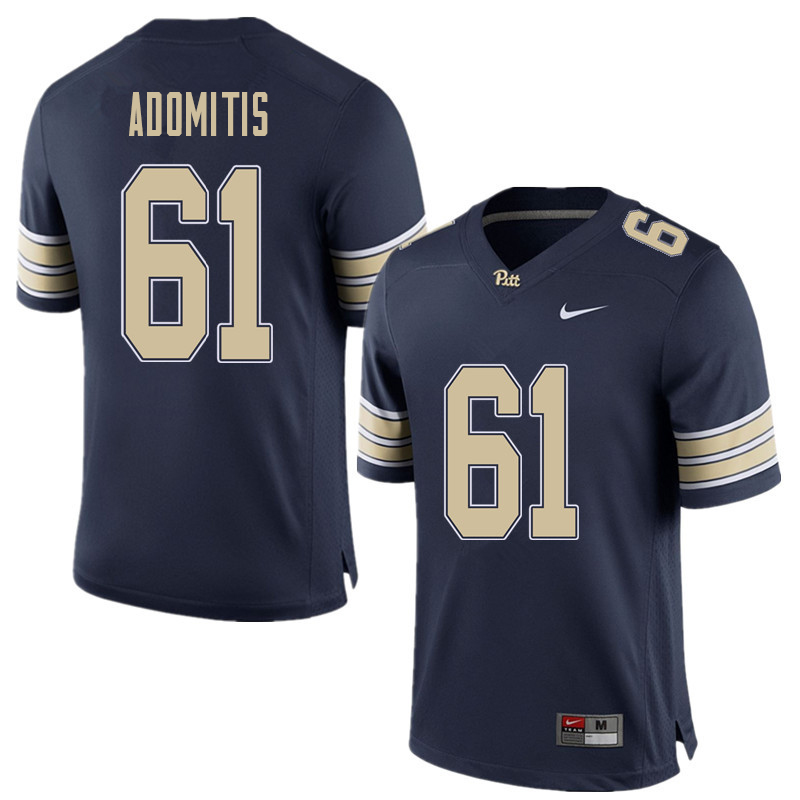 Men #61 Cal Adomitis Pittsburgh Panthers College Football Jerseys Sale-Home Blue